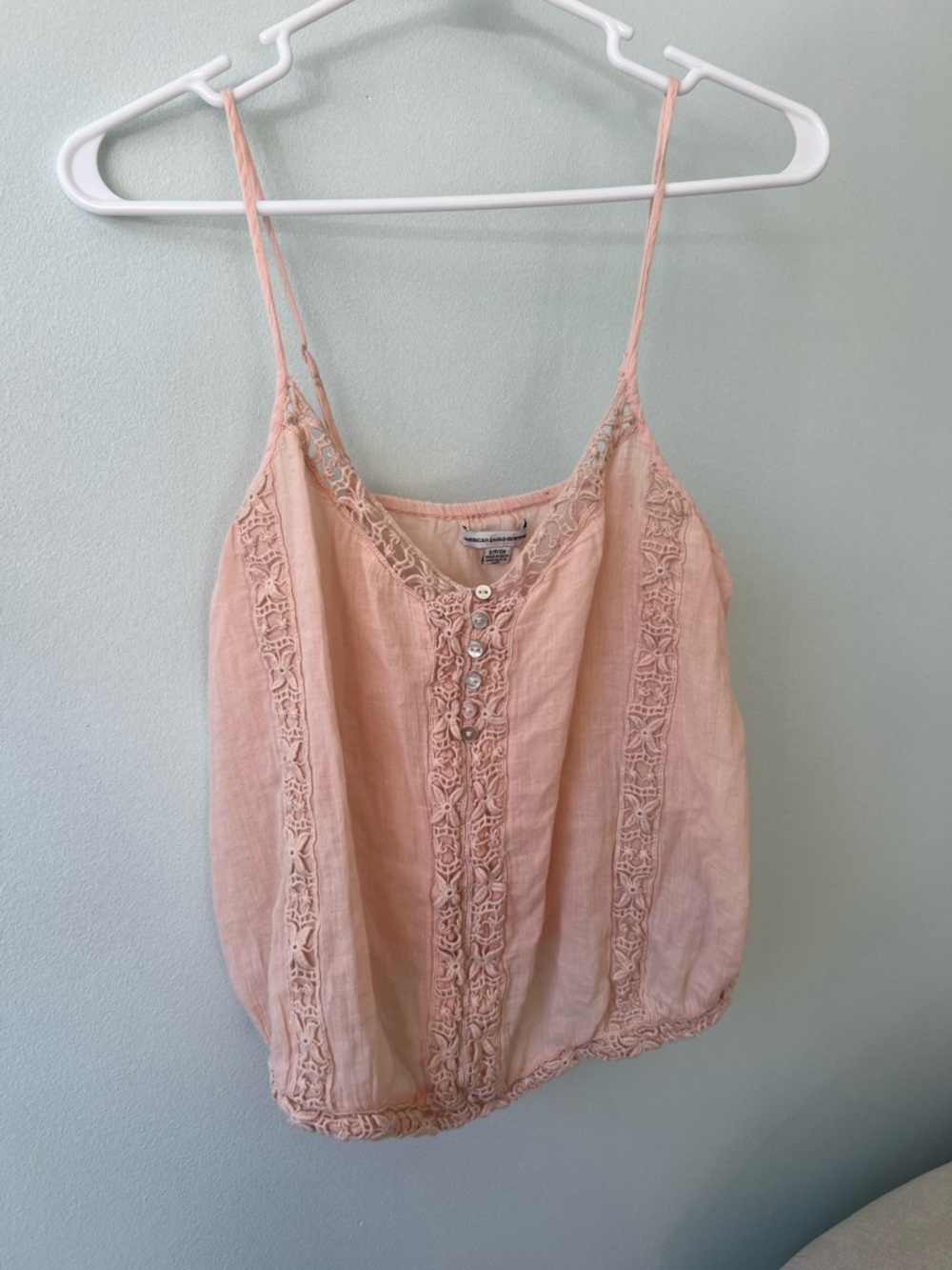 Maurices Blush Pink Lace-Trim cropped Spaghetti Strap Camisole